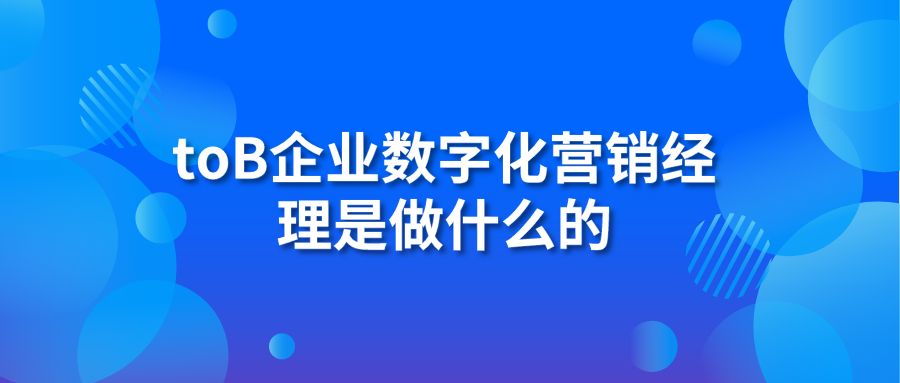 toB企业数字化营销经理是做什么的