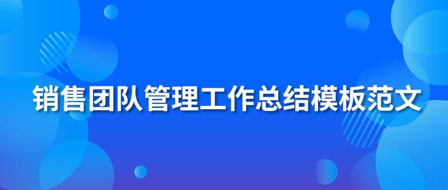 销售团队管理工作总结模板范文