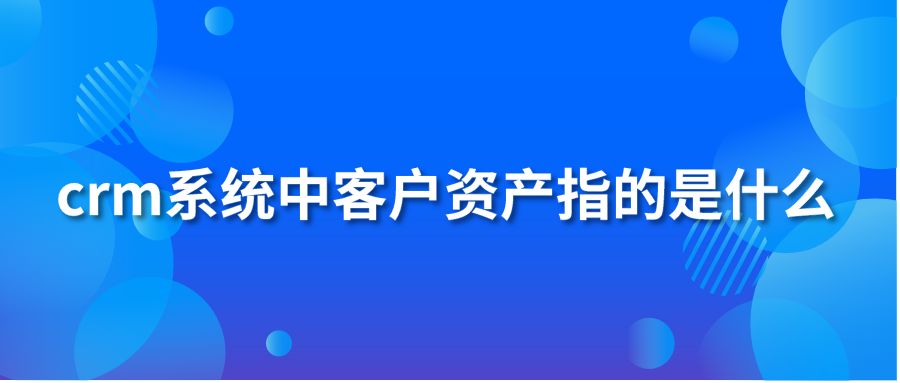 crm系统中客户资产指的是什么