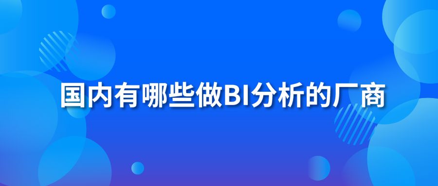 国内有哪些做BI分析的厂商