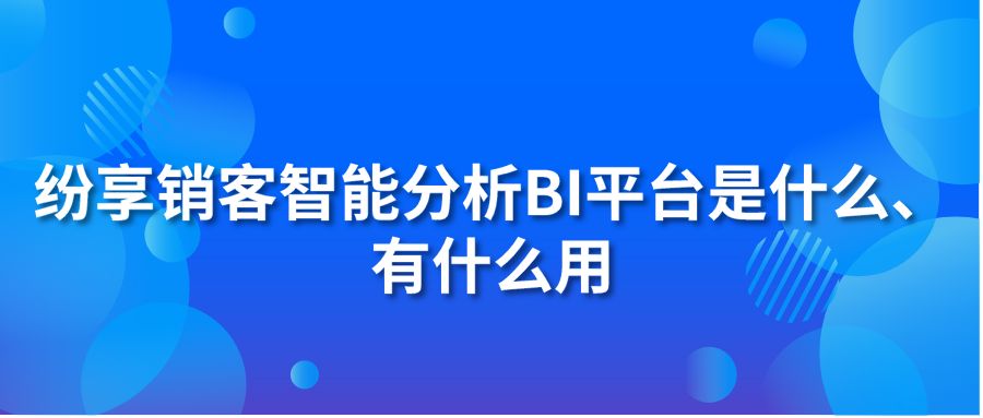 纷享销客智能分析BI平台是什么、有什么用