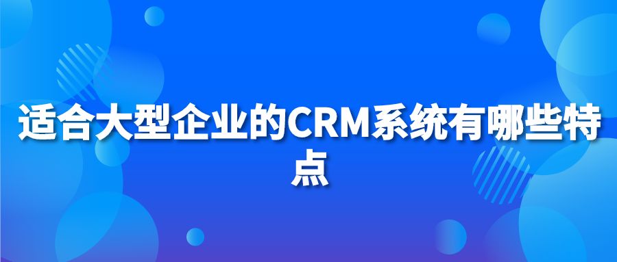 适合大型企业的CRM系统有哪些特点