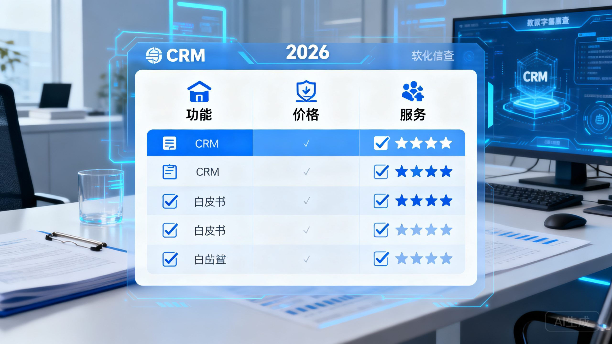 2026年大中型企业CRM选型速查：功能、价格、服务一目了然