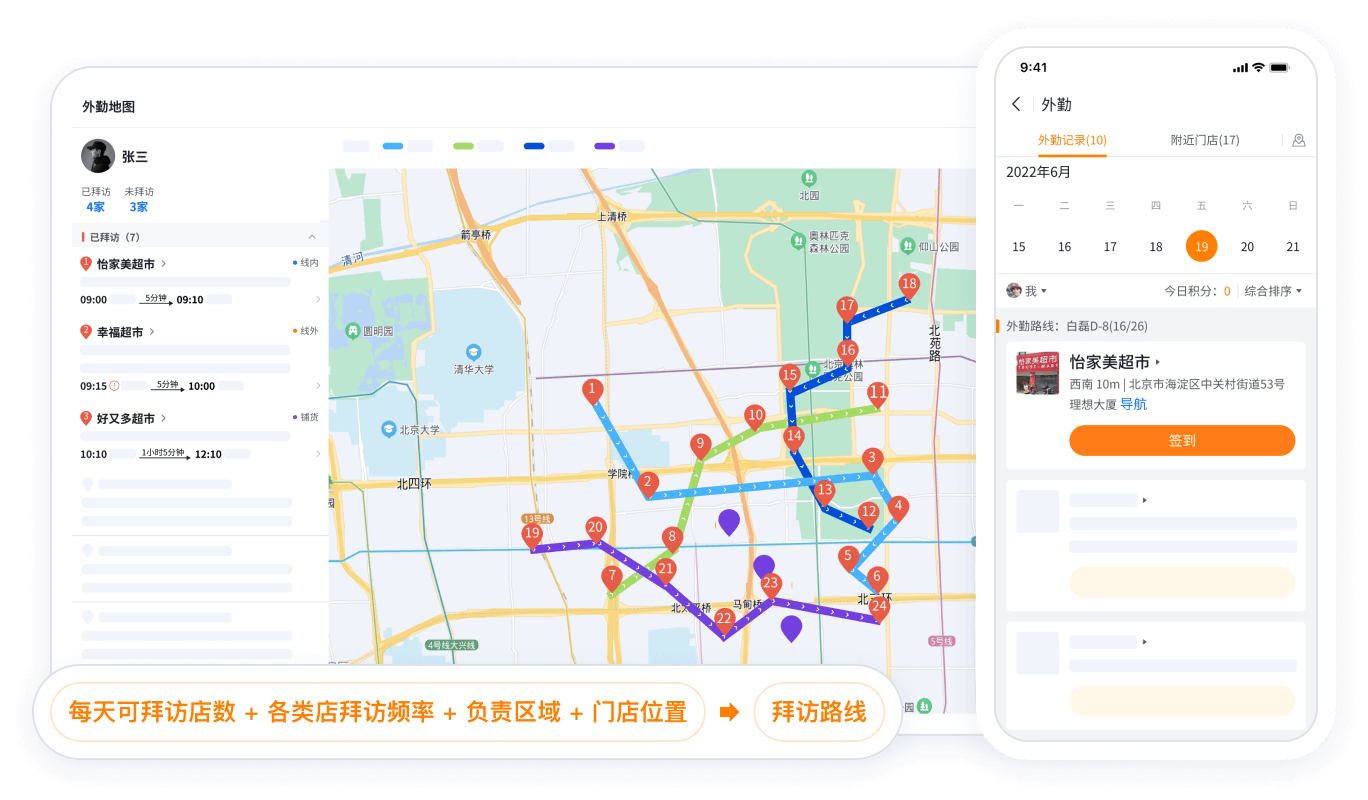 SFA系统路线拜访功能界面截图