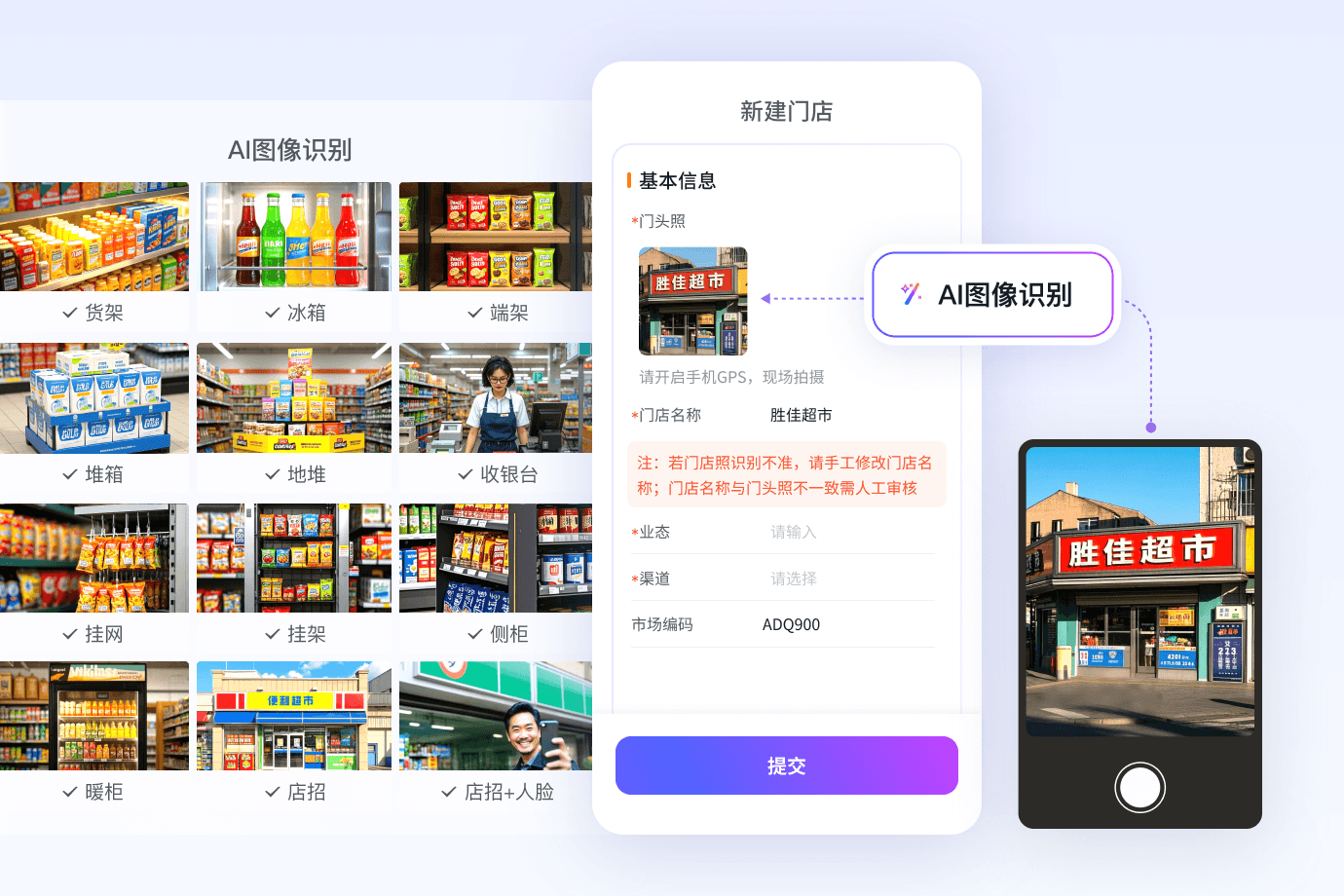 AI商品货架图像识别功能示意图
