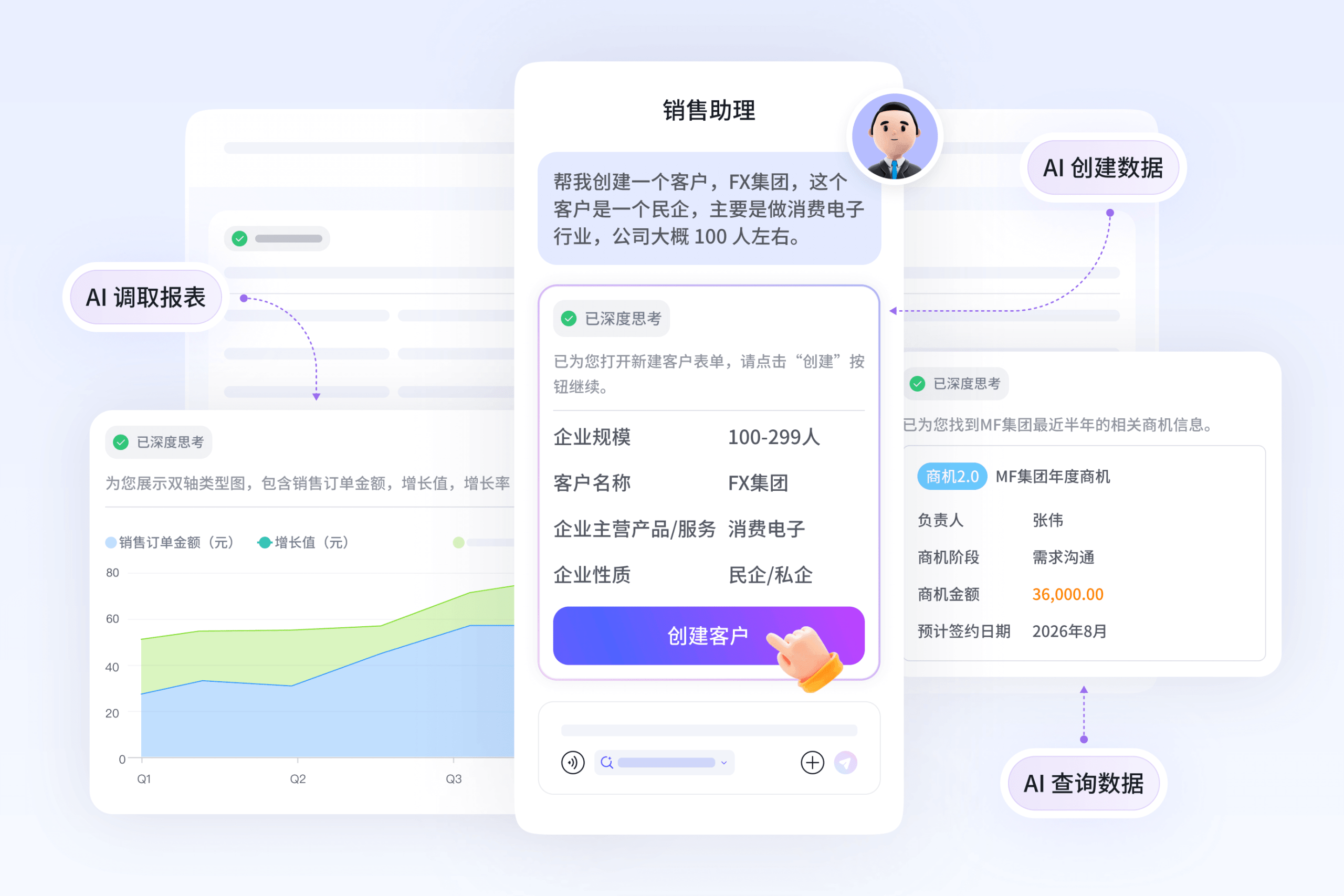 AI对话式CRM操作界面截图