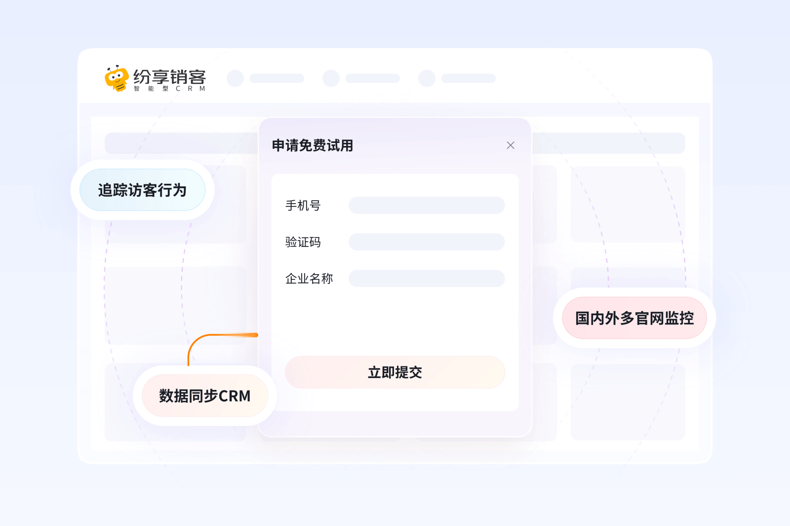 官网访客行为追踪与线索捕获示意图