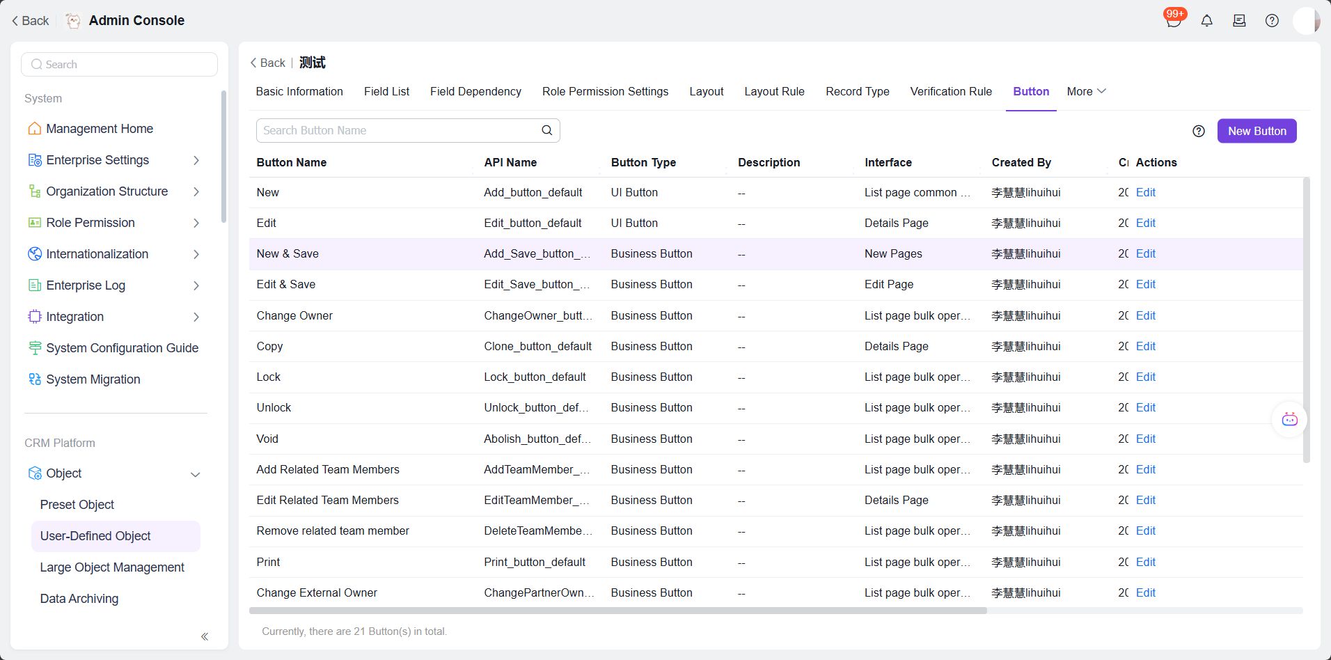 Object Button List - Save New